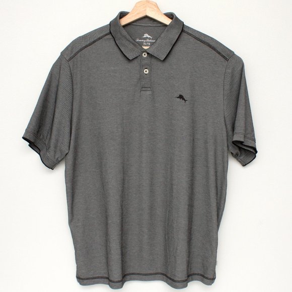 Tommy Bahama Men's Short Sleeve Polo Shirt Supima Cotton XLTG Dark Gray - Picture 1 of 9